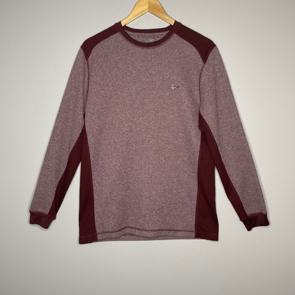 Greg Norman for Tasso Elba Maroon Color Block‎ Jersey Knit Shirt